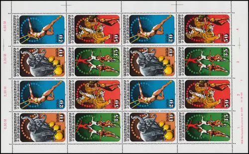 2983-2986 Zirkuskunst 1985, ZD-Bogen, FN2, postfrisch **