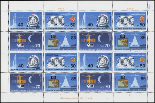 3005-3008 Weltraumflug 1986, ZD-Bogen FN4, postfrisch **