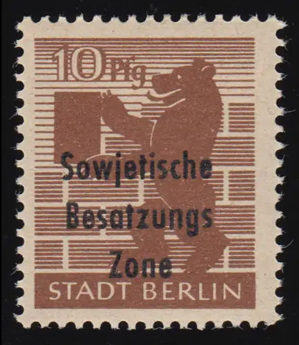 203A IV SBZ-Aufdruck 10 Pf. mit PLF IV: S in Sowjetische unten verkürzt, **