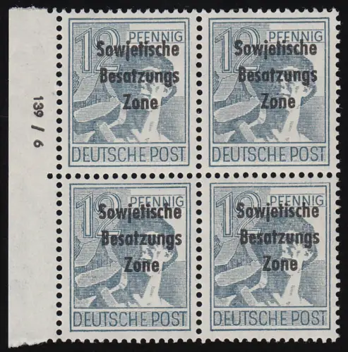 186 DV SBZ-Aufdruck 12 Pf. Druckvermerk M139/6 auf dem Seitenrand, ungefaltet **