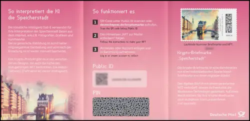 132d Markenheftchen PINK mit 3917 Speicherstadt Hamburg, orig. postfrisch **