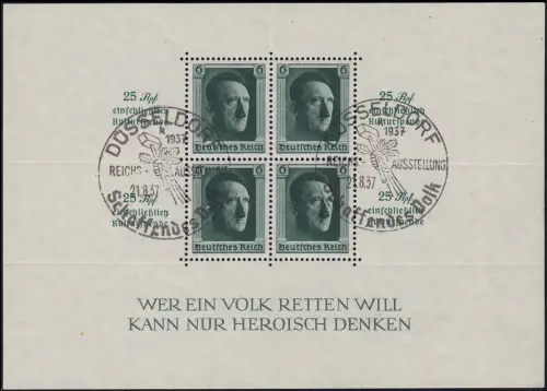 Block 9 Hitler Zudruck KULTURSPENDE, SST Schaffendes Volk Düsseldorf 21.8.37