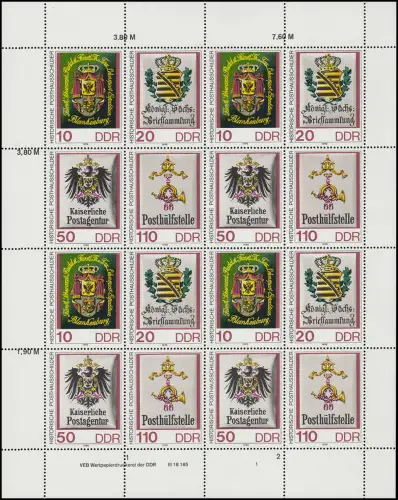 3306-3309 Posthausschilder 1990, ZD-Bogen FN1, postfrisch **