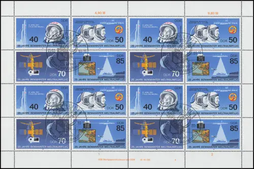 3005-3008 Weltraumflug 1986, ZD-Bogen FN4, ESST Berlin