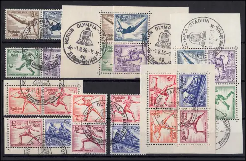 624-631 Olympia-Zusammendrucke (10 Stück) komplettes Set, gestempelt O