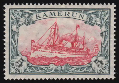 25IA Kamerun - Kaiseryacht 5 Mark Wz.1, postfrisch ** geprüft Steuer BPP