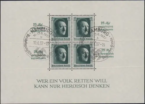Block 9 Hitler Zudruck KULTURSPENDE, ESST Kraft durch Freude Hamburg 10.6.37