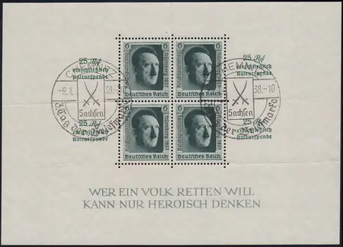 Block 11 Reichsparteitag Sonderstempel Tag der Briefmarke Chemnitz 9.1.38