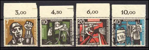 270-273 Wofa 1957 Kohlebergbau, kompletter Satz mit Oberrand, ungefaltet, O