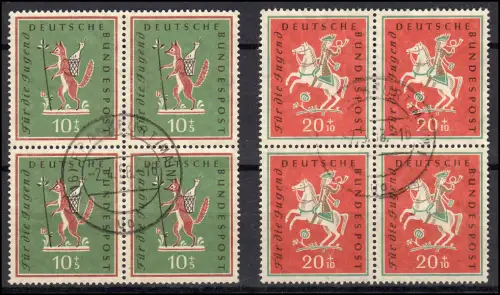 286-287 Jugend Volkslieder - Satz im Viererblock, zentrisch bedarfsgestempelt O