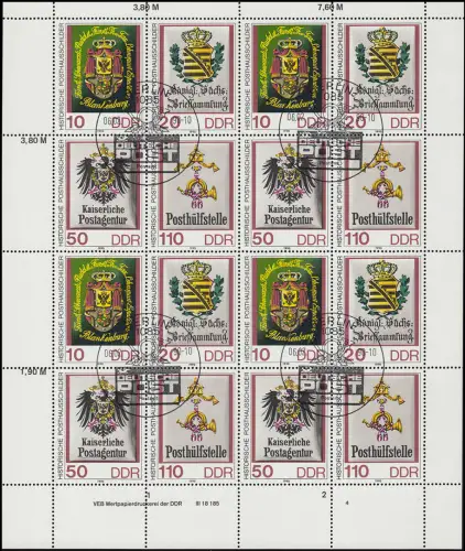 3306-3309 Posthausschilder 1990, ZD-Bogen FN4, ESST Berlin