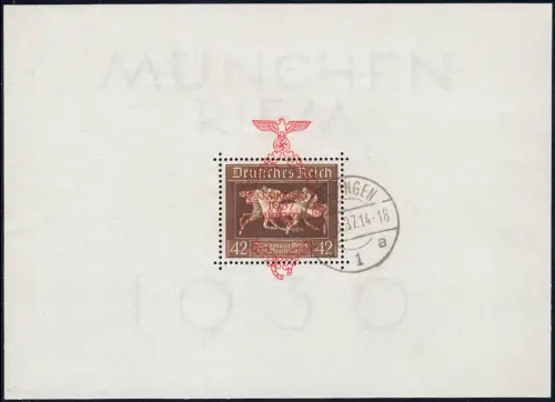 Block 10 roter Aufdruck München-Riem, Tagesstempel Böblingen 30.8.37