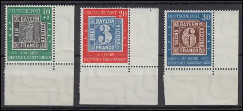 113-115 Briefmarken 1949, kpl. Satz Eckrand unt. rechts ungefaltet postfrisch **