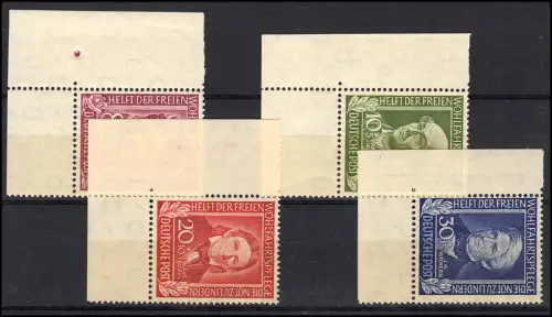 117-120 Wofa Helfer 1949, Satz Eckrand unten links, ungefaltet postfrisch **
