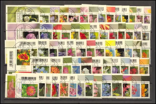 2434 Blumen - komplette Serie (66 Marken) Ecke unten links, ESST Berlin