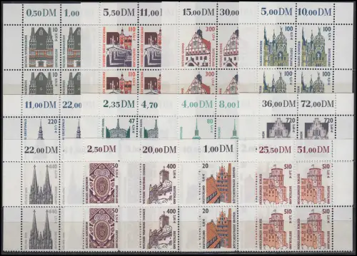 2139 ff SWK 13 Werte mit Doppelwährung komplett, Viererblock oben **