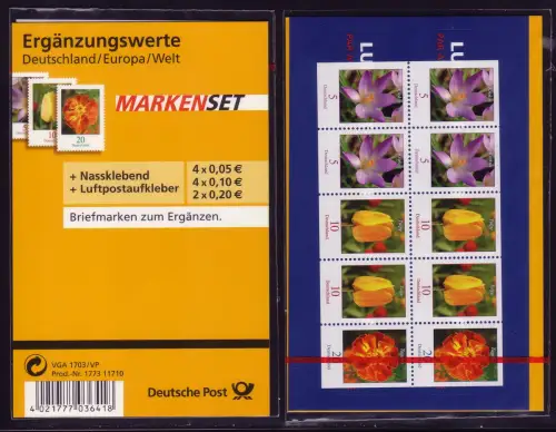 ZD-Blumen 5/10/20 Cent, Zusammendruck im Blister, o.L.