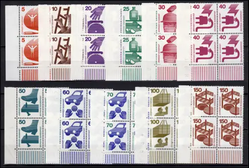 694 ff Unfall 11 Werte, kompletter Satz ER-Vbl. unten links, postfrisch **