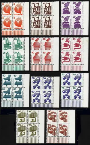 694 ff Unfall 11 Werte, kompletter Satz ER-Vbl. unten rechts, postfrisch **