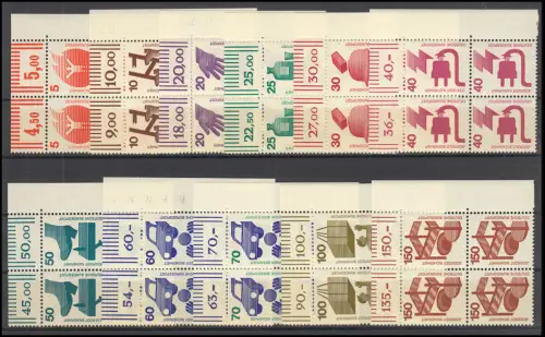 694 ff Unfall 11 Werte, kompletter Satz ER-Vbl. oben rechts, postfrisch **