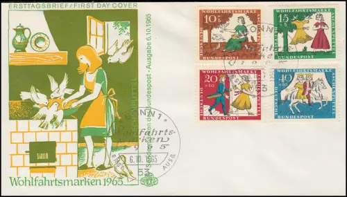 485-488 Wofa 1965 Märchen Aschenputtel - Satz auf Schmuck-FDC ESSt BONN 6.10.65