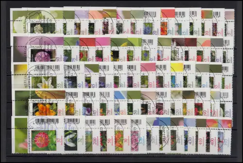 2434 Blumen - komplette Serie (66 Marken) Ecke oben rechts, Voll-ESST Berlin