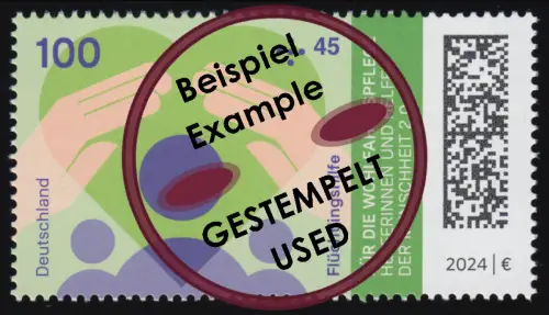 3812 Wohlfahrt Helfer 100+45 Flüchtlingshilfe, O gestempelt