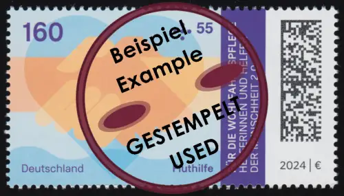 3813 Wohlfahrt Helfer 160+55 Fluthilfe, O gestempelt