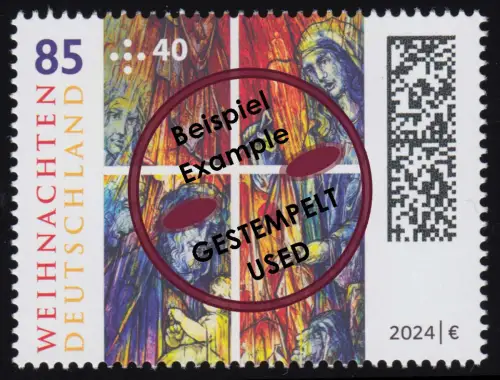 3862 Weihnachten 2024 Kirchenfenster Tholey, NASSKLEBEND, gestempelt O