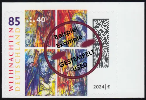 3868 Weihnachten 2024 Kirchenfenster Tholey, SELBSTKL. aus FB 140, gestempelt O