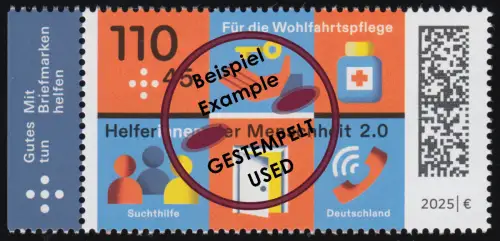 3886 Wohlfahrt 2025 Helfer*innen Suchthilfe 110+45 Cent aus Bogen, gestempelt O