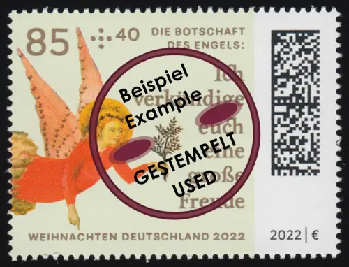 3724 Weihnachten: Verkündigung an die Hirten, nassklebend, gestempelt O