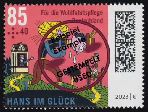 3745 Hans im Glück 85 Cent, nassklebend, O
