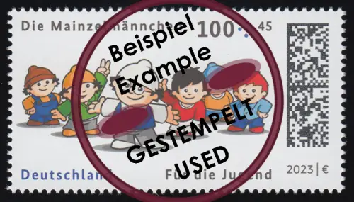 3778 Für die Jugend: Die Mainzelmännchen 100 Cent, O gestempelt