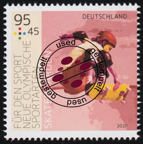 3543 Sporthilfe Skateboarden 95 Cent gestempelt, O