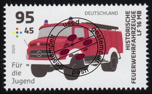 3558 Feuerwehrfahrzeug 95 Cent Mercedes, O gestempelt