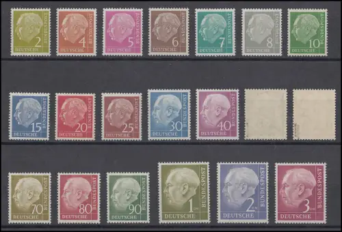 177-196 Heuss I, 20 Werte komplett, postfrischer Satz **, 50er/60er geprüft BPP