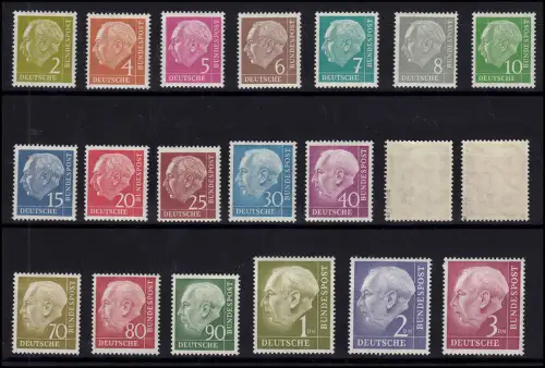 177-196 Heuss I, 20 Werte komplett, postfrischer Satz **, 50er/60er geprüft BPP