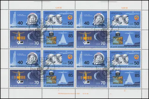 3005-3008 Weltraumflug 1986, ZD-Bogen, FN6 ESST Berlin