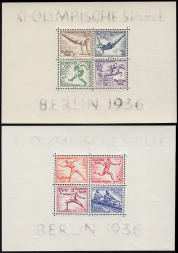 Blöcke 5/6 z DICKES Papier Olympische Spiele Berlin 1936, beide postfrisch **