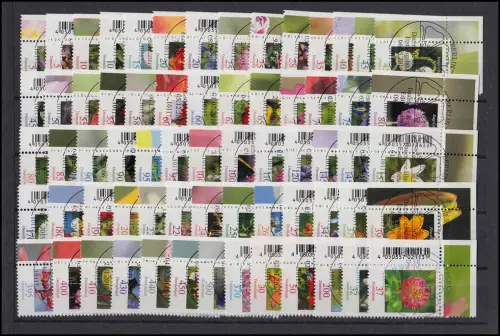 2434 Blumen - komplette Serie (66 Marken) Ecke oben links, Voll-ESST Berlin