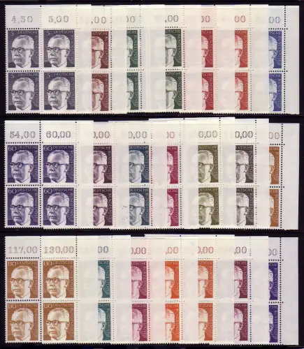 635 ff Heinemann 21 Werte, ER-Viererblock o.r., Satz postfrisch **