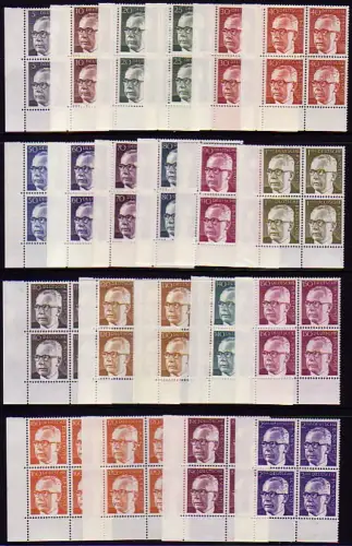 635 ff Heinemann 21 Werte, ER-Viererblock u.l., Satz postfrisch **