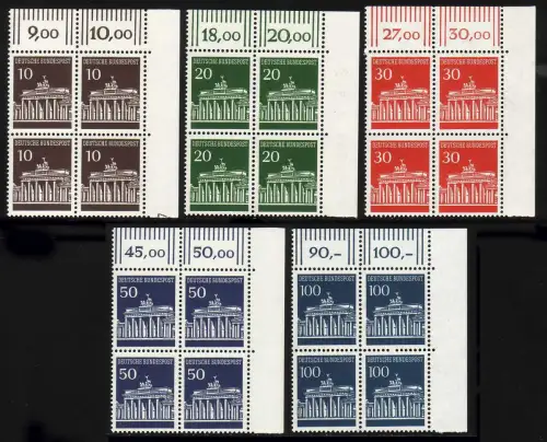 506-510 Brandenburger Tor, Eckrand-Viererblock oben rechts, Satz ** komplett