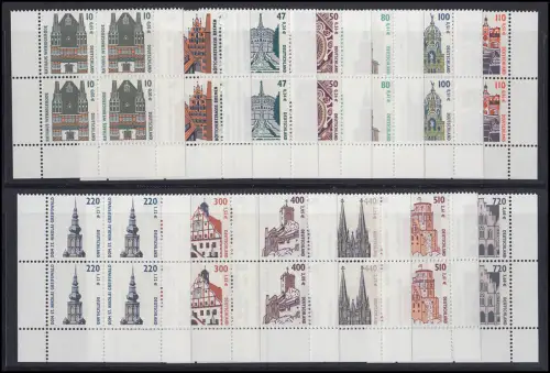 2139 ff SWK 13 Werte mit Doppelwährung komplett, Viererblock unten **