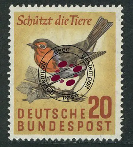 275 Naturschutz 20 Pf Rotkehlchen, gestempelt O