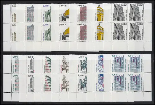 2298 ff SWK 14 Werte mit Euro-Währung komplett, Viererblock unten **