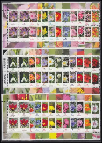 2434 ff Blumen - 66 Werte komplett im Viererblock links, postfrisch **