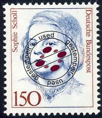 1497 Frauen 150 Pf Sophie Scholl, gestempelt O