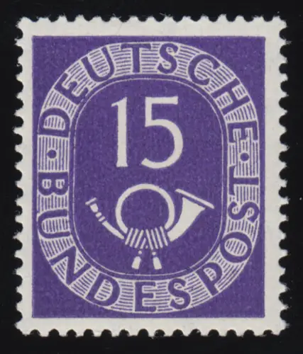 129 Posthorn 15 Pf, postfrisch ** geprüft BPP